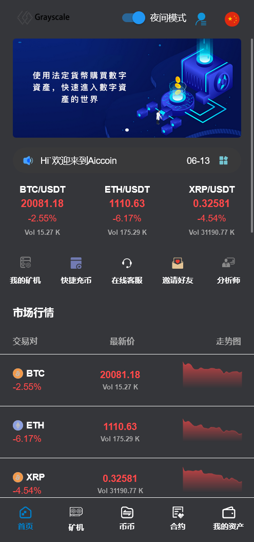 黑白两色交易所源码币币合约期权矿机交易所系统+未编译前端VUE